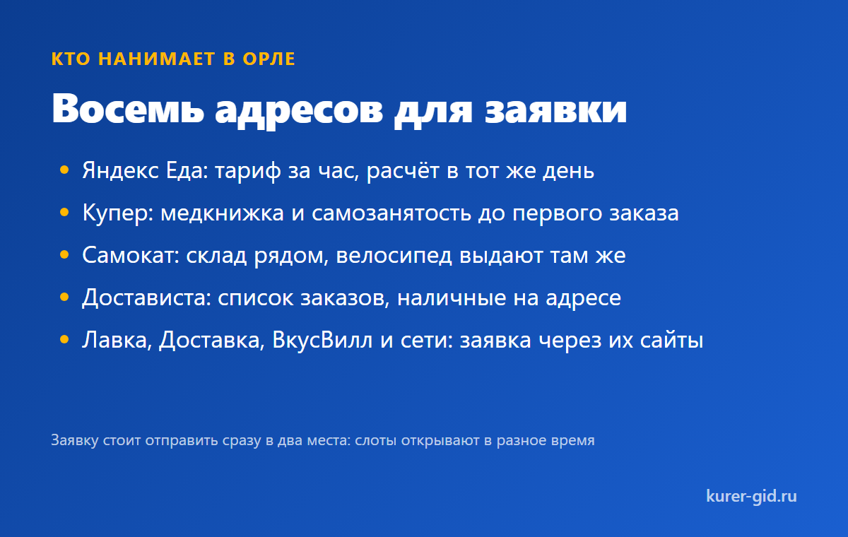 Кто набирает курьеров в Орле и чем отличается