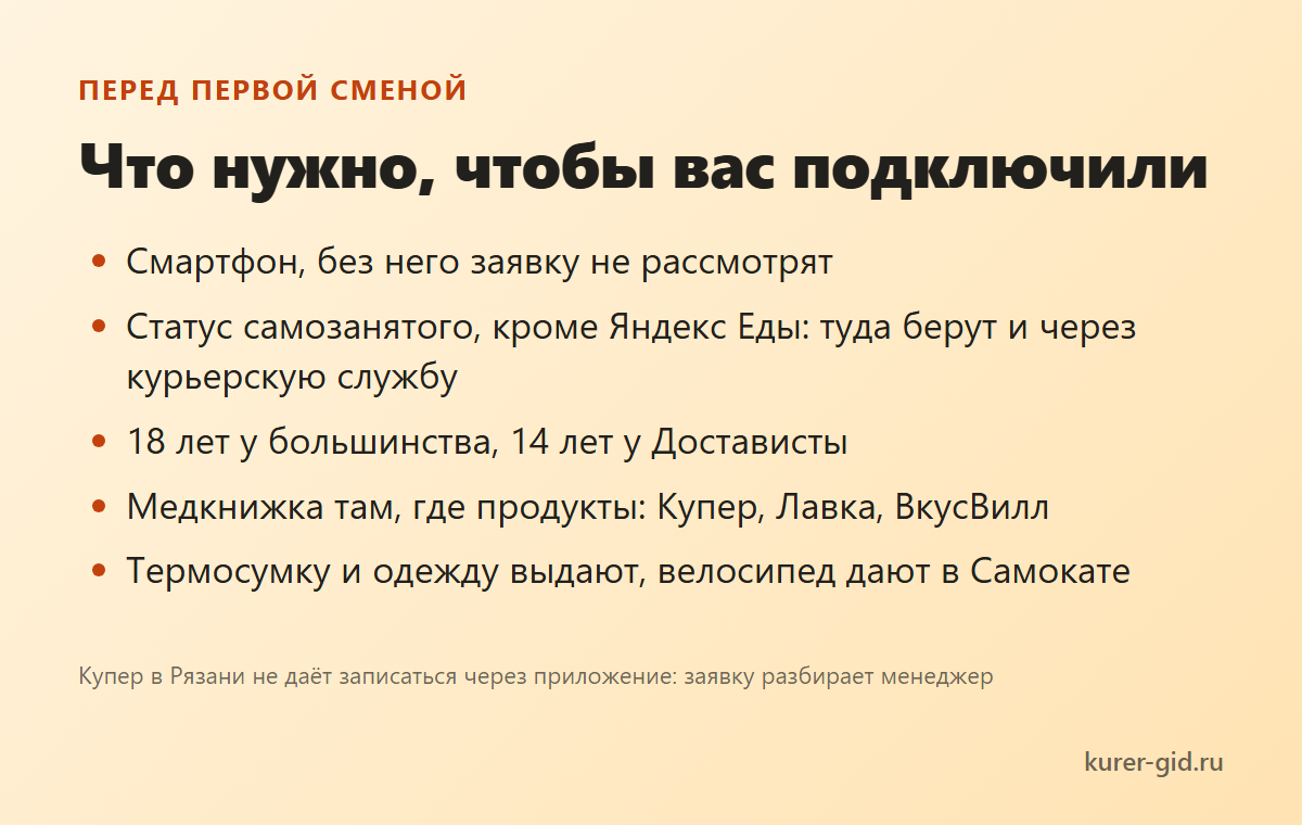 Что нужно, чтобы выйти на первую смену