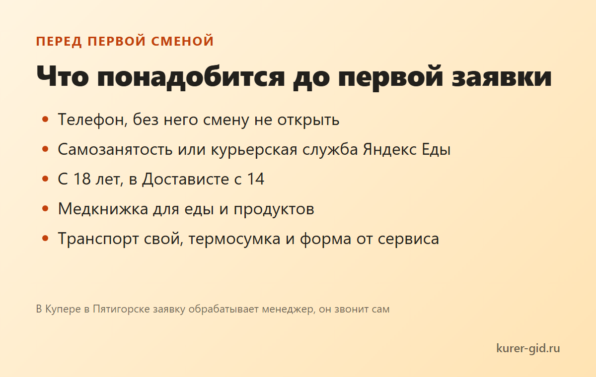 Что нужно, чтобы выйти на смену