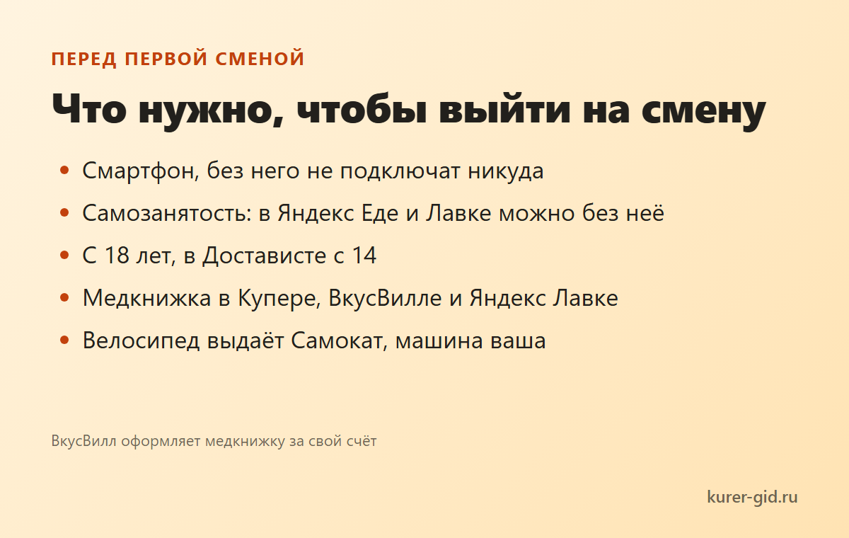 Что нужно, чтобы выйти на первую смену