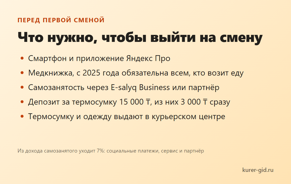 Что нужно для первой смены в Астане