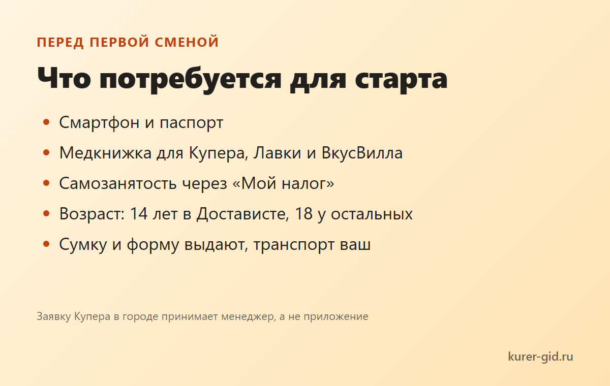 Документы и требования на старте