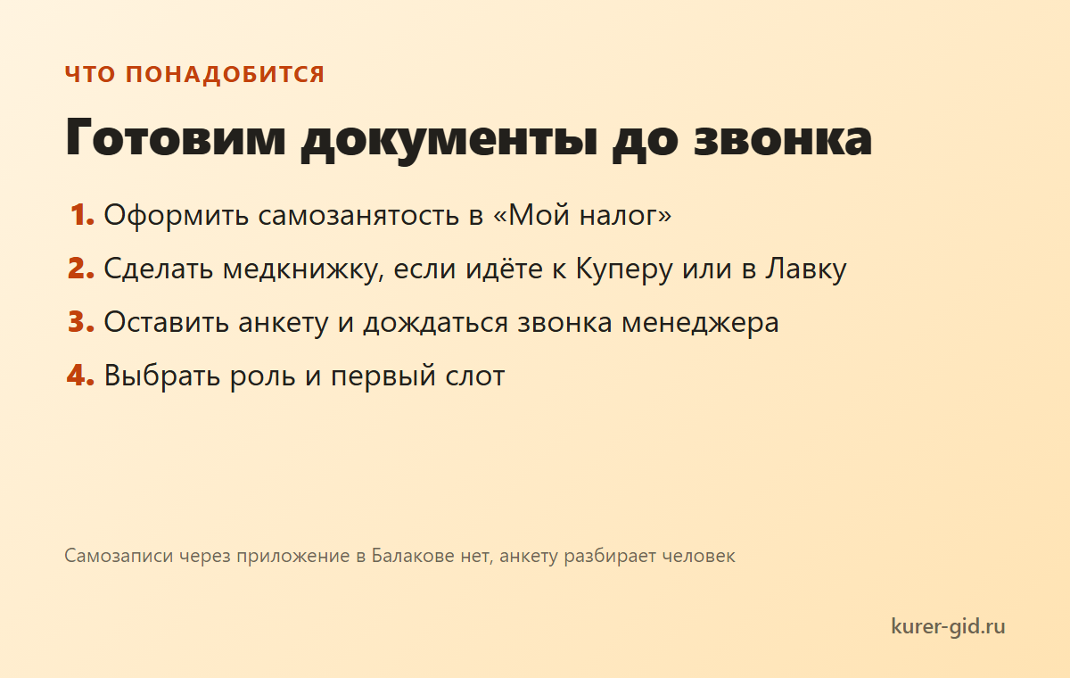 Что понадобится на входе