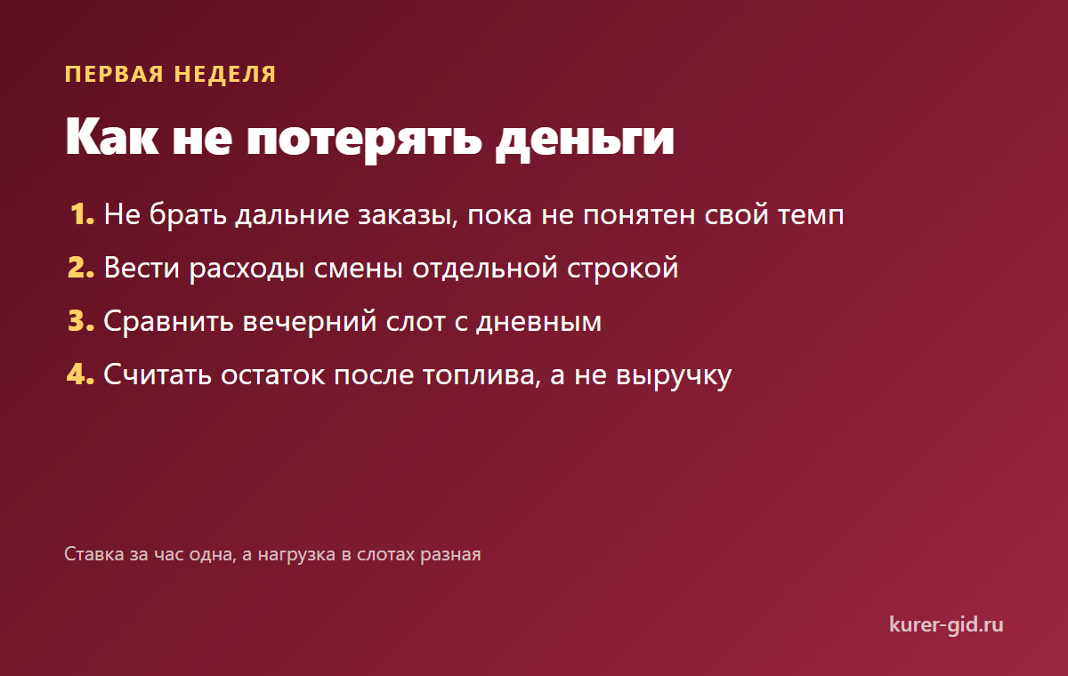 Как не потерять деньги на первой неделе