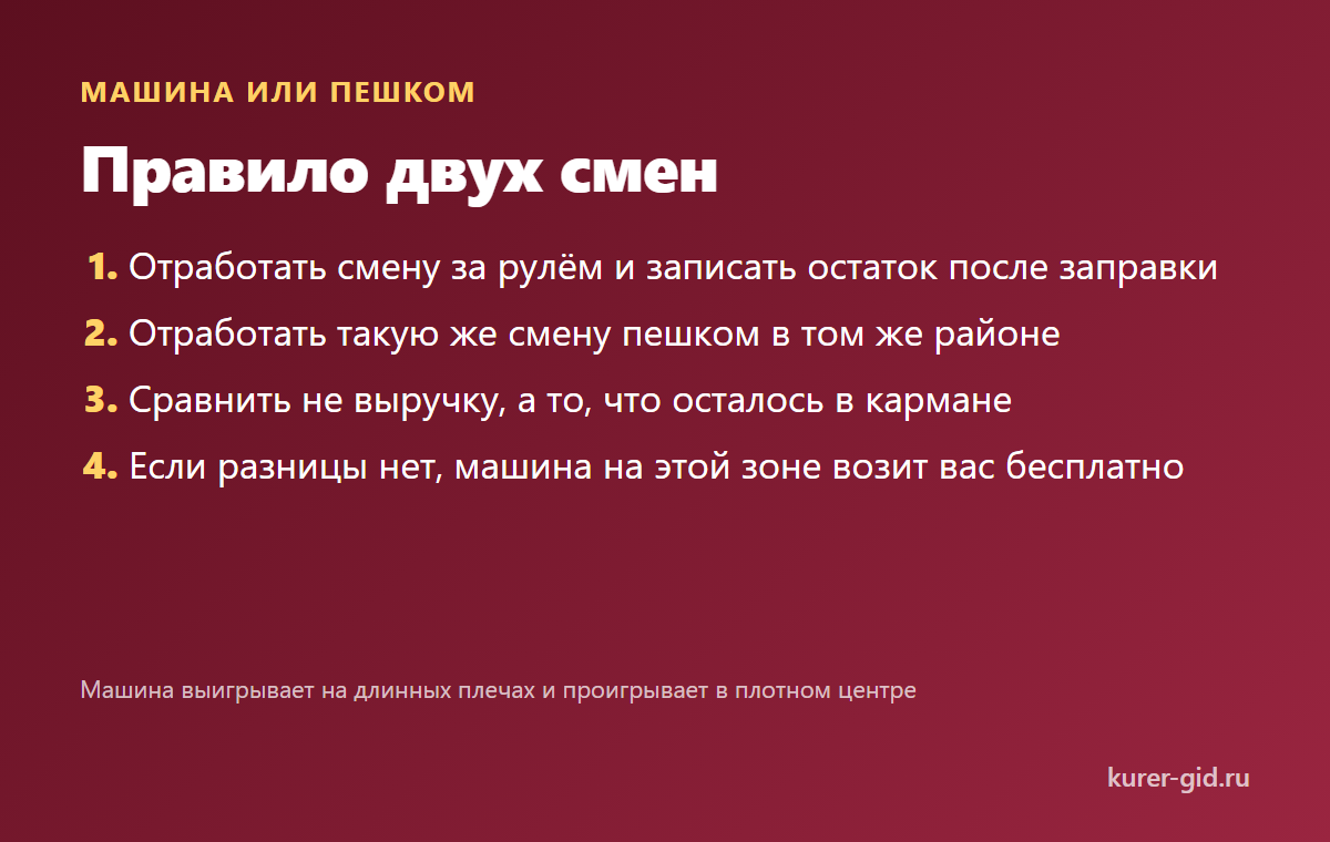 Правило двух смен: машина или пешком