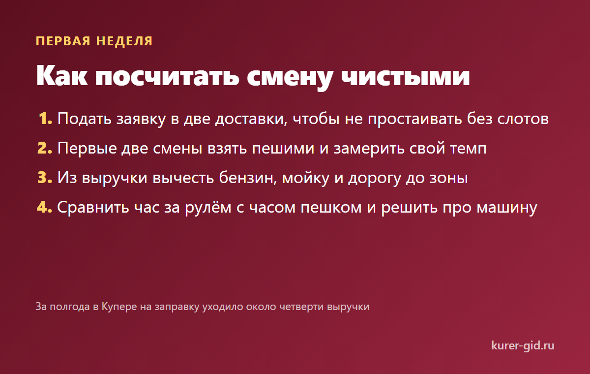 Как посчитать смену чистыми