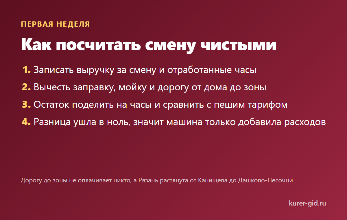 Как посчитать смену чистыми